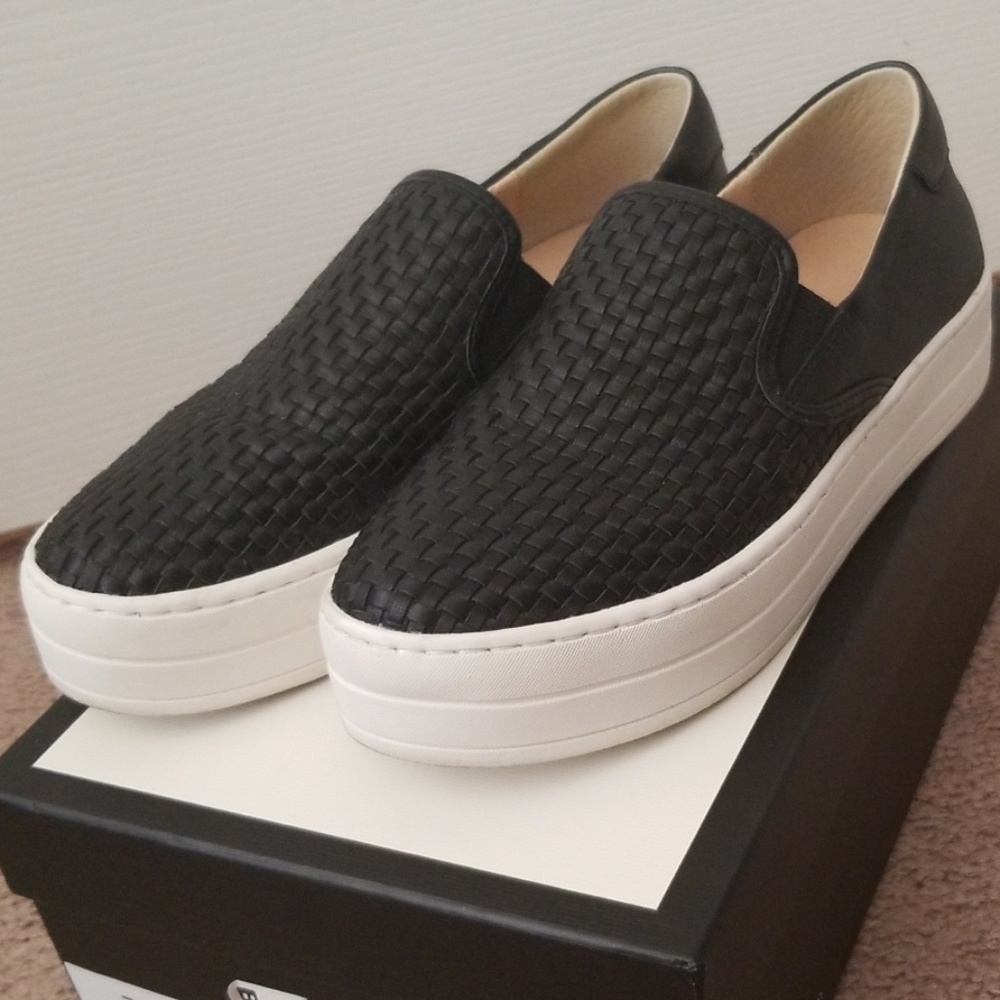 J/Slides black leather halsey